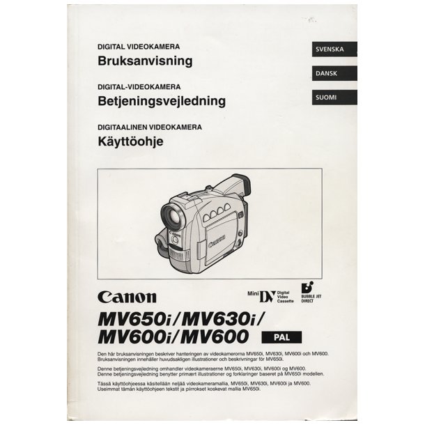 Canon MV 650i / MV630i / MV600i / MV600 Brugsanvisning