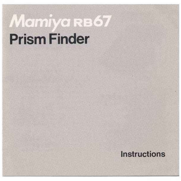 Mamiya RB 67 Prism Finder Brugsanvisning (Engelsk)