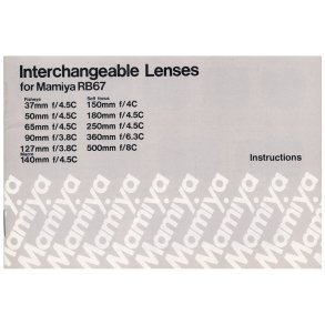 Mamiya RB67 Interchangeable Lenses Brugsanvisning (Engelsk)