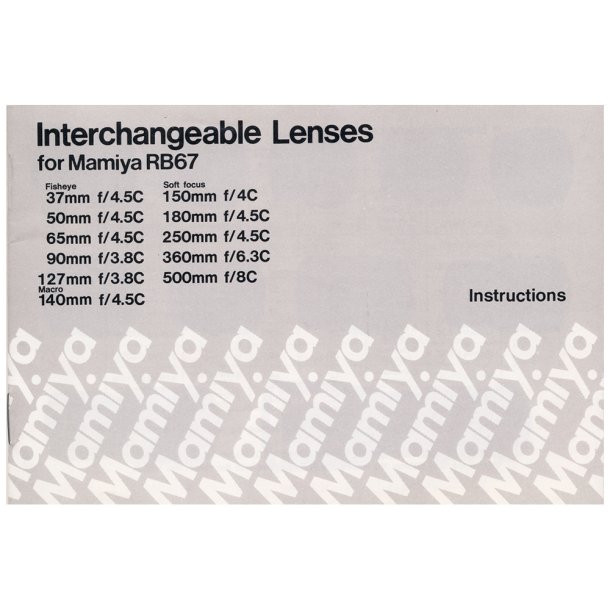 Mamiya RB67 Interchangeable Lenses Brugsanvisning (Engelsk)
