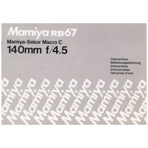 Mamiya RB67 Sekor Macro C 140mm f/4.5 Brugsanvisning (Engelsk)