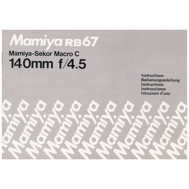 Mamiya RB67 Sekor Macro C 140mm f/4.5 Brugsanvisning (Engelsk)