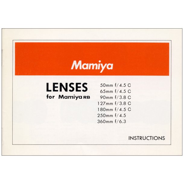 Mamiya Lenses For RB Brugsanvisning (Engelsk)