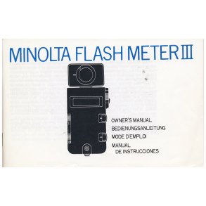 Minolta Flash Meter III Brugsanvisning (Engelsk)