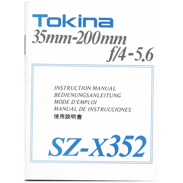 Tokina 35mm-200mm f/4-5.6 Brugsanvisning (Engelsk)