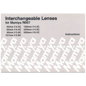 Mamiya RB67 Interchangeable Lenses Brugsanvisning (Engelsk)