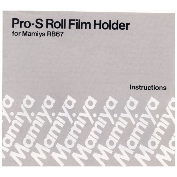 Mamiya RB67 Pro-S Roll Film Holder Brugsanvisning (Engelsk)