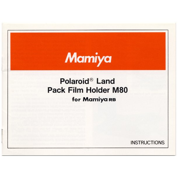 Mamiya RB Polaroid Land Pack Film Holder M80 Brugsanvisning (Engelsk)
