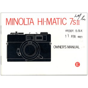 Minolta Hi-Matic 7S II Brugsanvisning (Engelsk)