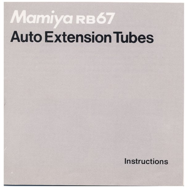 Mamiya RB 67 Auto Extension Tubes Brugsanvisning (Engelsk)