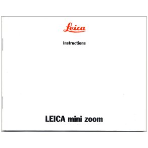Leica mini zoom brugsanvisning (Engelsk)
